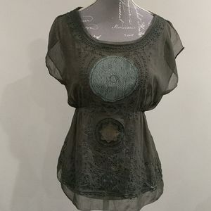 PG Sport sheer shortsleeve blouse